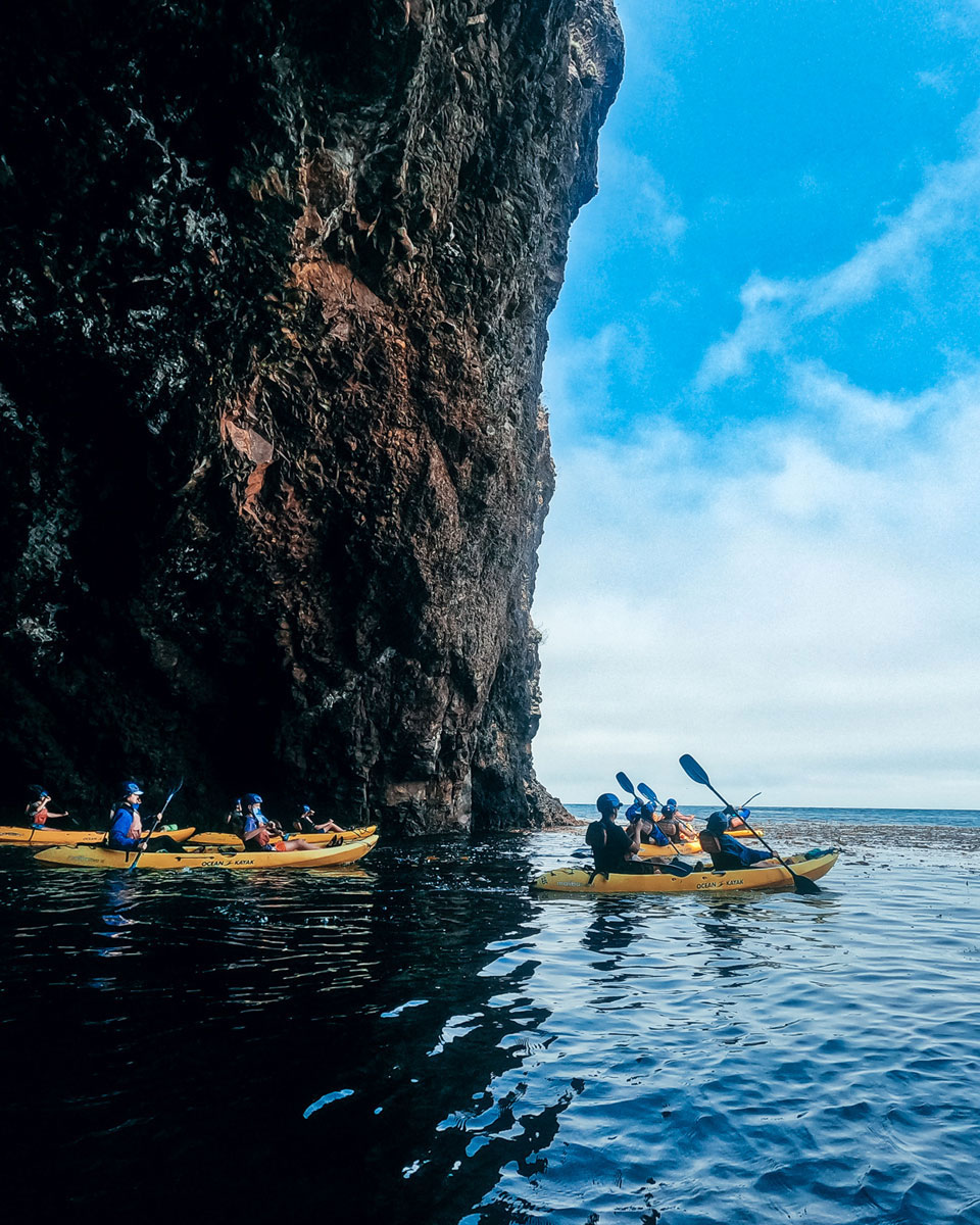 exploring sea caves by kayak